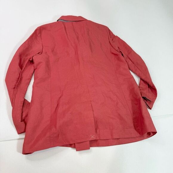 LOFT Jacket Blazer Womens 12 Pink Double Breasted Linen Blend  Career Preppy - Picture 7 of 8